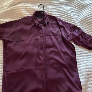 Oversized purple button up